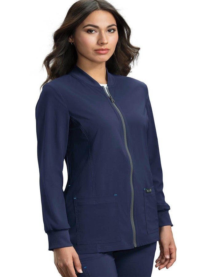 KOI Basics Andrea Women's 4-Pocket Stretch Jacket Navy X-Large - Image 1